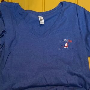 Blue V-Neck Graphic T-Shirt